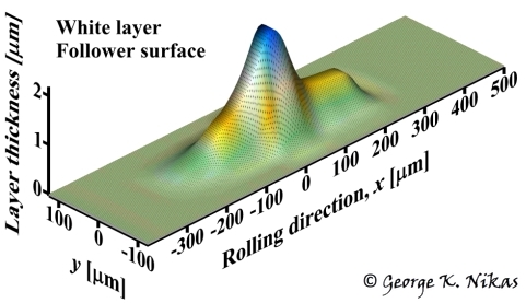 White layer from steel particle extrusion. Copyright George K. Nikas